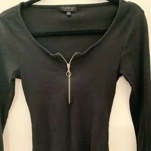 Black Zip up Bodysuit